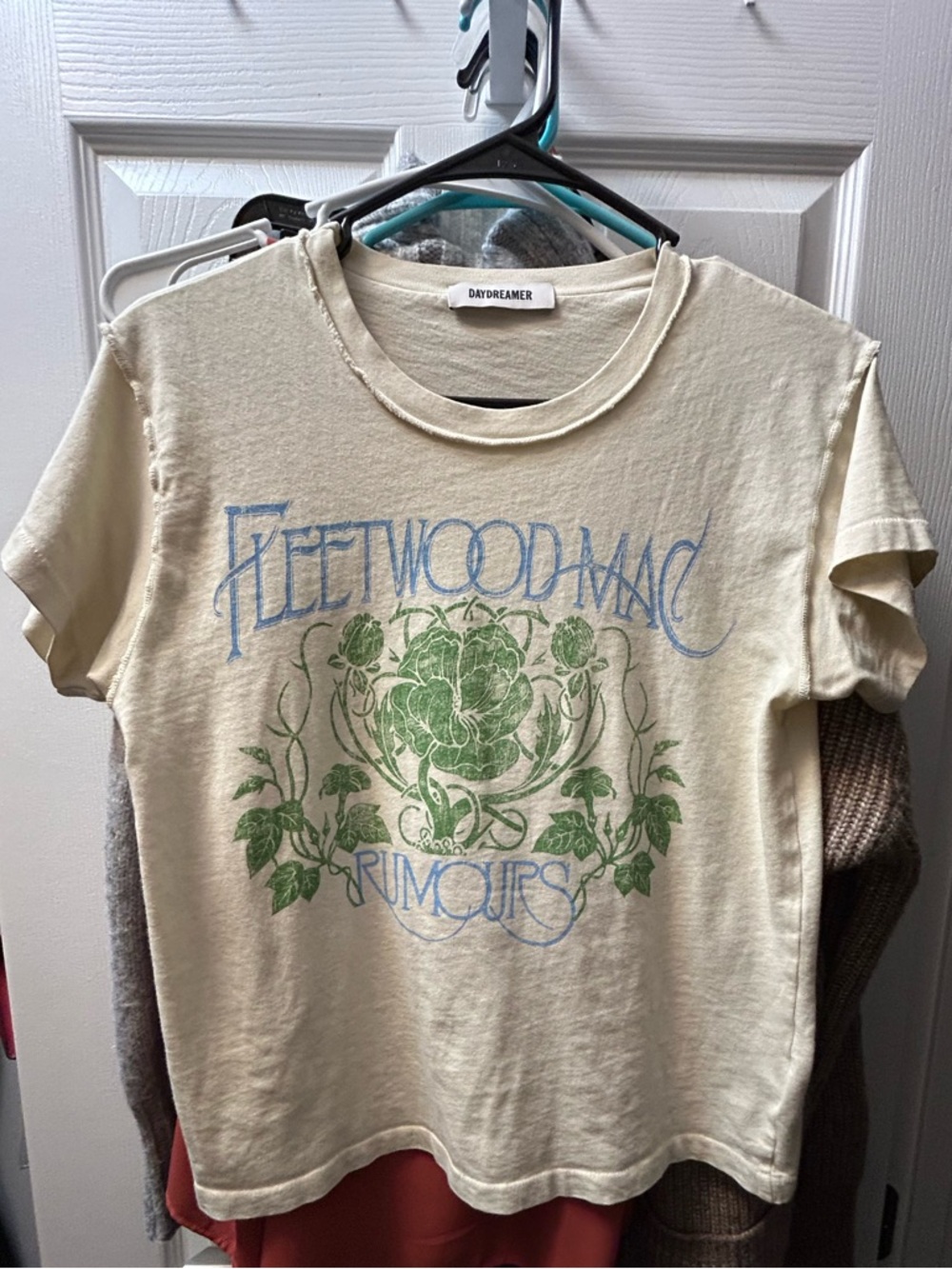 Daydreamer LA Fleetwood Mac Rumours Tee - Cream with Blue & Green Graphic